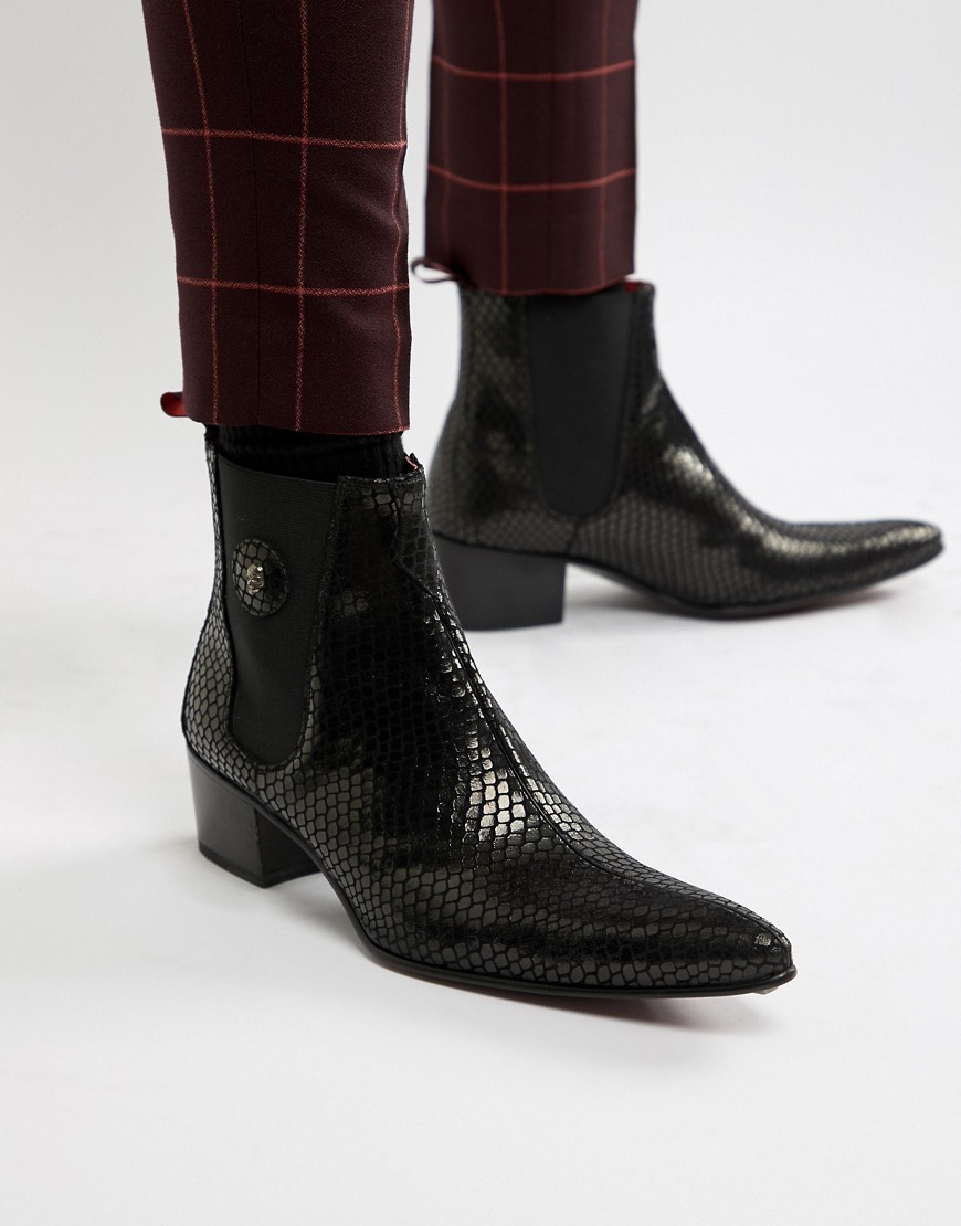Jeffery Sylvian Cuban Boots In Black Snake Print, $269 | Asos Lookastic
