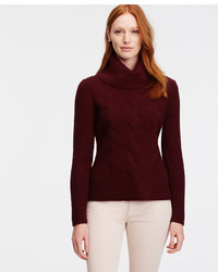 Ann Taylor Petite Cowl Neck Cable Sweater
