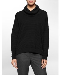 Calvin Klein Rib Knit Cowl Neck Cotton Blend Sweater