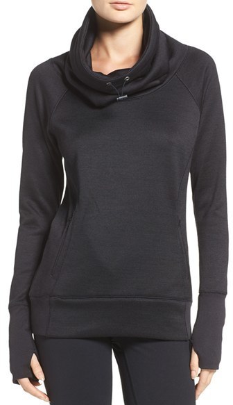 black cowl neck sweatshirt