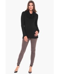 Olian Cowl Neck Maternity Sweater Black Large