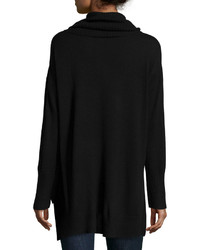 Neiman Marcus Oversized Cowl Neck High Low Sweater Black