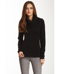 Vertical Design Cashmere Cowl Neck Sweater
