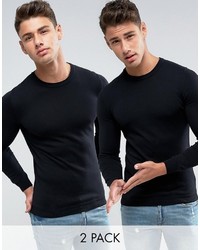 Asos 2 Pack Cotton Sweater In Black