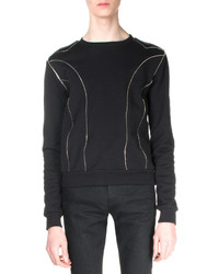 Saint Laurent Allover Zipper Detail Sweatshirt Black