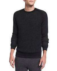 Theory Aster Textured Crewneck Sweater Black