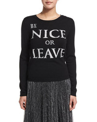 Alice + Olivia Be Nice Or Leave Pullover Sweater Black