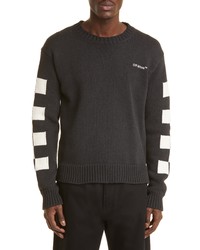 Off-White Big Check Cotton Blend Sweater In Black White At Nordstrom