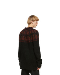 Raf Simons Black And Burgundy Wool Sweater