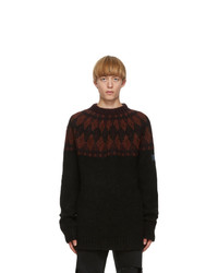 Raf Simons Black And Burgundy Wool Sweater