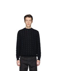 Jil Sander Black And Navy Basket Wool Sweater