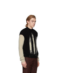 Ann Demeulemeester Black And Off White Crewneck Sweater