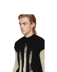 Ann Demeulemeester Black And Off White Crewneck Sweater