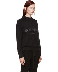 Balmain Black Angora Logo Sweater