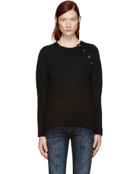 PIERRE BALMAIN Black Button Trim Sweater