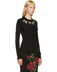 Dolce & Gabbana Black Cashmere Amore Sweater