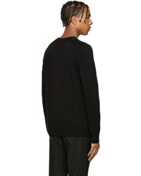 Alexander McQueen Black Cashmere Distressed Sweater