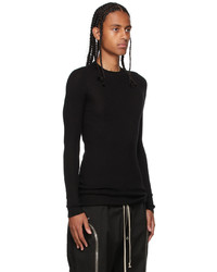 Rick Owens Black Cashmere Ribbed Sweater