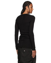Rick Owens Black Cashmere Ribbed Sweater