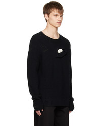 Feng Chen Wang Black Distressed Sweater