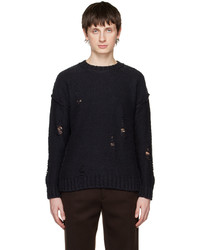 Isabel Benenato Black Distressed Sweater