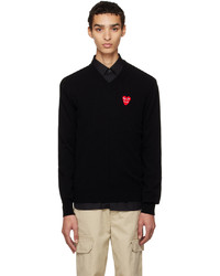 Comme Des Garcons Play Black Double Heart Sweater