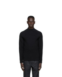 Dunhill Black Engineered Ribbed Racer Sweater