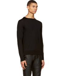Versace Black Fine Wool Knit Crewneck Sweater