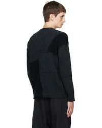 Isabel Benenato Black Gray Paneled Sweater