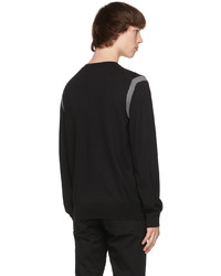 Alexander McQueen Black Grey Wool Stripe Sweater