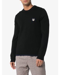 Kenzo Black Navy Wool Knitted Logo Sweater