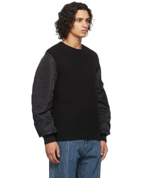 Helmut Lang Black Nylon Sleeve Knit Sweater