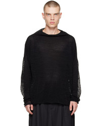 Sulvam Black Open Knit Sweater