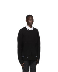 A-Cold-Wall* Black Oversized Destroyed Crewneck Sweater