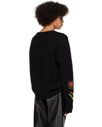 LU'U DAN Black Oversized Jacquard Patches Sweater