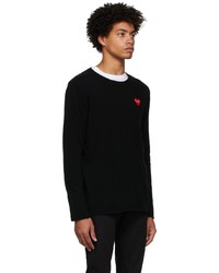 Comme Des Garcons Play Black Red Wool Heart Patch Sweater