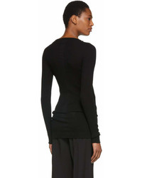 Rick Owens Black Ribbed Round Neck Pullover