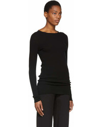 Rick Owens Black Ribbed Round Neck Pullover