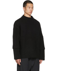 JERIH Black Round Neck Sweater