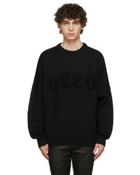 032c Black Textured Selfie Crewneck Sweater