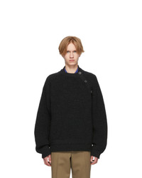 Lanvin Black Wool Buttoned Collar Sweater