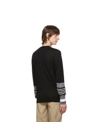 Neil Barrett Black Wool Crewneck Stripe Sweater