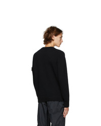 Stone Island Black Wool Crewneck Sweater