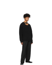 System Black Wool Cut Out Sweater