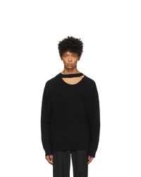 System Black Wool Cut Out Sweater