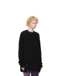 Johnlawrencesullivan Black Wool Front Side Buttoned Sweater