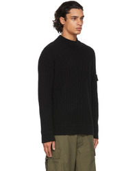 Stone Island Black Wool Ribbed Sweater