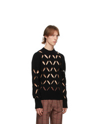 Stefan Cooke Black Wool Slashed Sweater