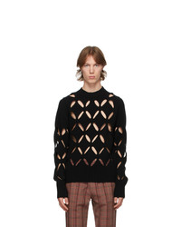 Stefan Cooke Black Wool Slashed Sweater