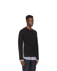 Juun.J Black Wool Woven Patched Sweater